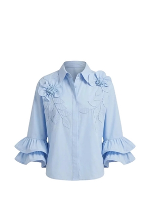 SCARLETT POPPIES Siena floral-appliqué tiered-sleeves shirt - Blue