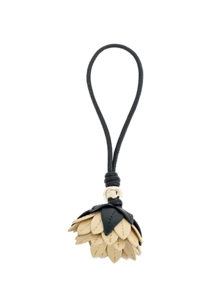 Furla Allegra floral-pendant leather bag charm - Black