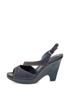Tod's Vintage slingback wedge sandals - Blue