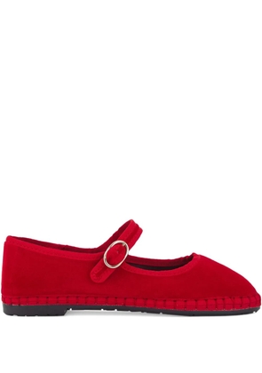 FLABELUS Mary Jane velvet-buckle ballet flat - Red