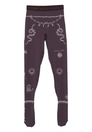 Marine Serre tattoo-printed jersey tights - Brown