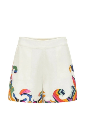 Carolina K embroidered scalloped-hem shorts - Neutrals