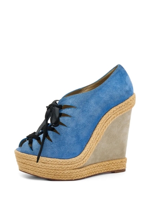 Christian Louboutin Pre-Owned wedge espadrille sandals - Blue