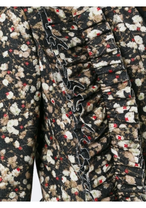 Givenchy floral-motif ruffled blazer - Brown