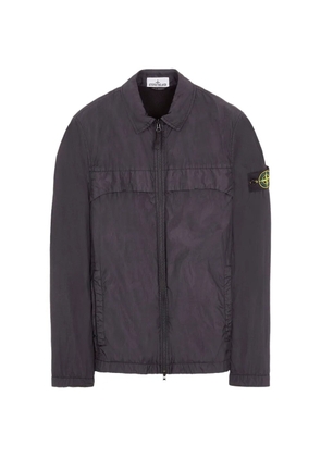 Stone Island logo-patch zip-up overshirt - Grey