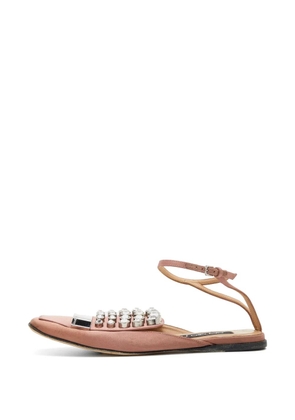 Sergio Rossi Vintage crystal-embellished ankle-strap flat sandals - Pink