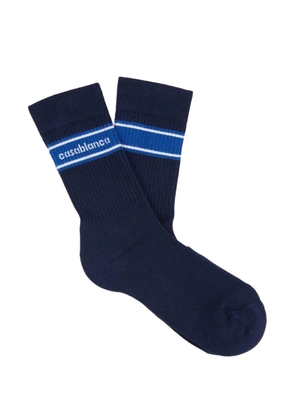 Casablanca Sporty Stripe logo-knit ribbed socks - Blue