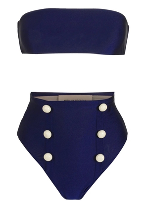 Adriana Degreas button-details high rise bikini set - Blue