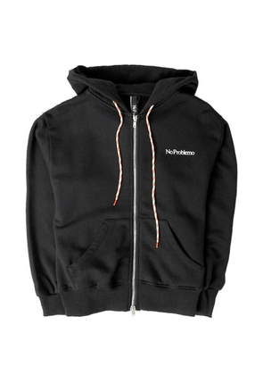 NO PROBLEMO logo-print zip-up hoodie - Black
