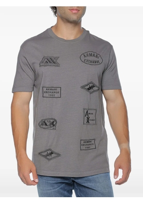 Armani Exchange logo-embroidered T-shirt - Grey