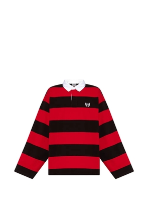 Balenciaga striped embroidered-logo polo shirt