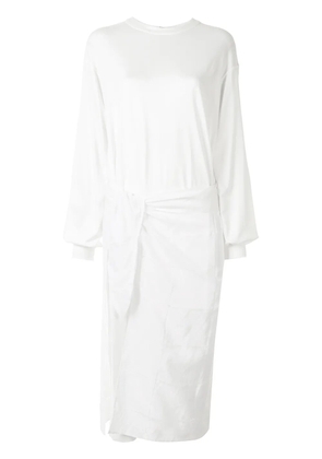 Y's front tie long-sleeved dress - White