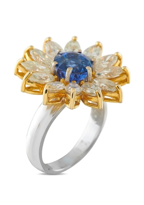 LB Exclusive floral-motif diamond and sapphire ring - Gold