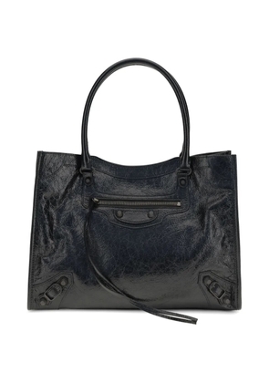 Balenciaga Le City crinkled leather tote bag - Blue