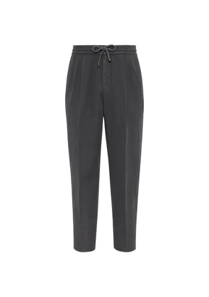 Brunello Cucinelli drawstring-waist double-pleat trousers - Grey