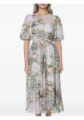 Ted Baker Jonora floral-print puff-sleeved midi dress - White