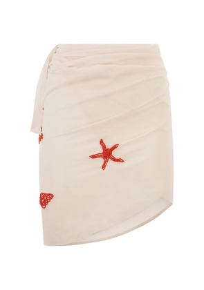 MC2 Saint Barth embroidered mid wrap skirt - White