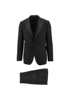 Tagliatore peak-lapel single-breasted three-piece wool suit - Black