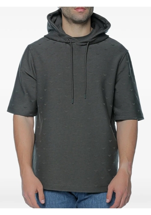 Emporio Armani eagle-pattern short-sleeve hoodie - Grey