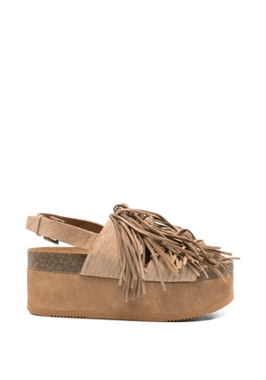 Ash fringed platform sandals - Neutrals