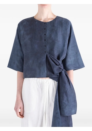 Cortana tie-fastening cropped blouse - Blue