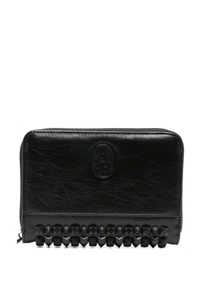 Ash stud-embellished crinkled-leather wallet - Black