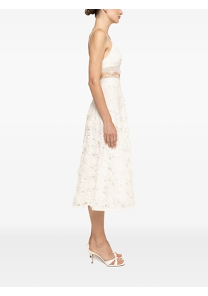 NISSA 3D embroidery cotton midi skirt - White