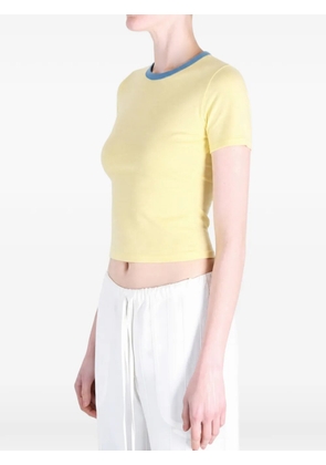 Auralee contrast-trim raglan-sleeve T-shirt - Yellow