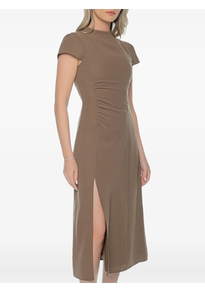 Armani Exchange ruched-detail midi dress - Brown