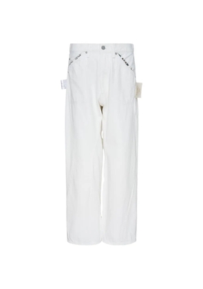 Undercover floral-trim jeans - White