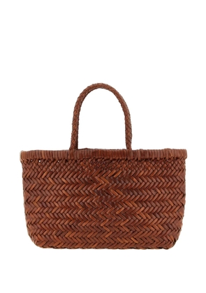 DRAGON DIFFUSION mini Flat Gora woven-leather tote bag - Brown