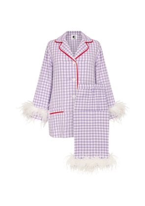 Sleeper Party feather-trim pajamas - Purple