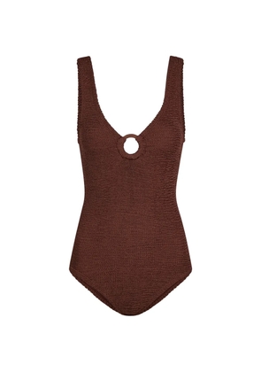 Hunza G Celine ring-detail swimsuit - Brown