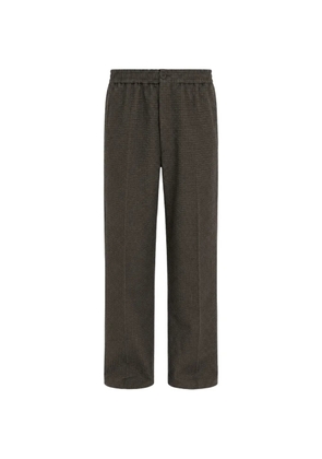 Emporio Armani textured-finish elasticated-waistband trousers - Brown