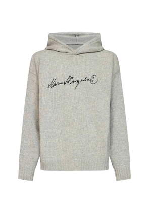 MM6 Maison Margiela logo-print knitted hoodie - Grey