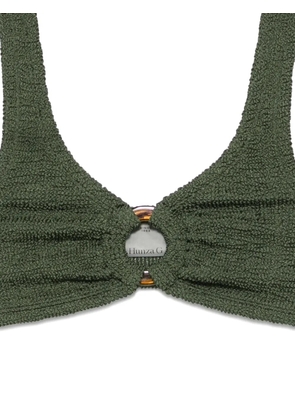Hunza G ring-detail crinkle-effect bikini - Green