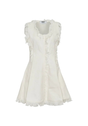 MSGM frayed-trim textured mini dress - White