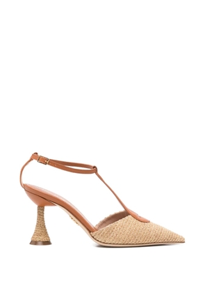 Rodo straw-panelled T-bar pumps - Brown