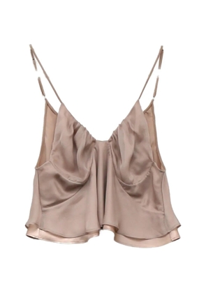 YANGKEHAN silk layered-hem top - Pink