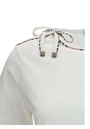 Burberry Check-trim bow-detail T-shirt - White