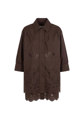 MeimeiJ broderie-anglaise scalloped-hem shirt - Brown