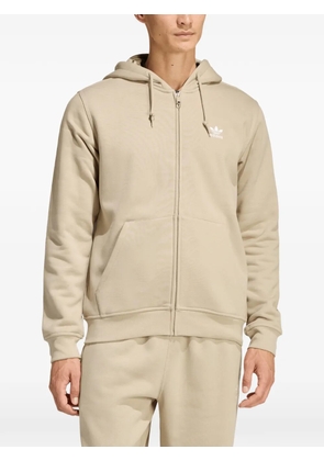 adidas logo-embroidered zip-up hoodie - Neutrals