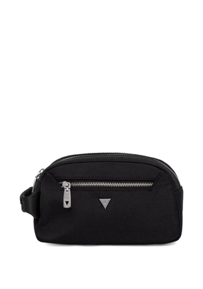 GUESS USA Berna logo-plaque zip-fastening wash bag - Black