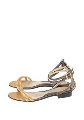 Fendi Pre-Owned lizard-embossed ankle-strap sandals - Black