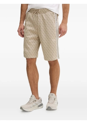 GUESS USA monogram-print side-stripe shorts - Neutrals