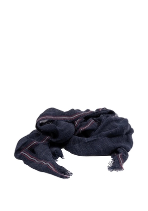 Brunello Cucinelli striped frayed scarf - Blue