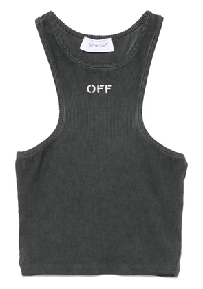 Off-White logo-embroidered rowing top - Grey