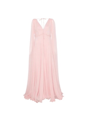 SILK LOVE & LACE Ilena crystal-embellished cape-sleeve maxi dress - Pink
