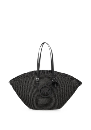 Michael Michael Kors large Isa fringe-trimmed logo-patch tote bag - Black