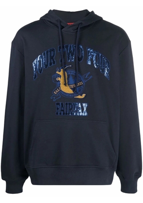 424 applique detail hoodie - Blue